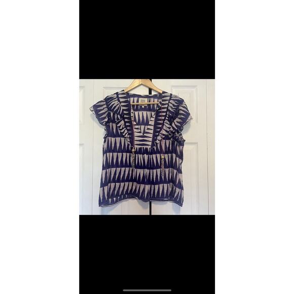 Womens Alicia Bell Kiara Top Aztec Flutter Blue Purple White Size Large - Picture 3 of 9